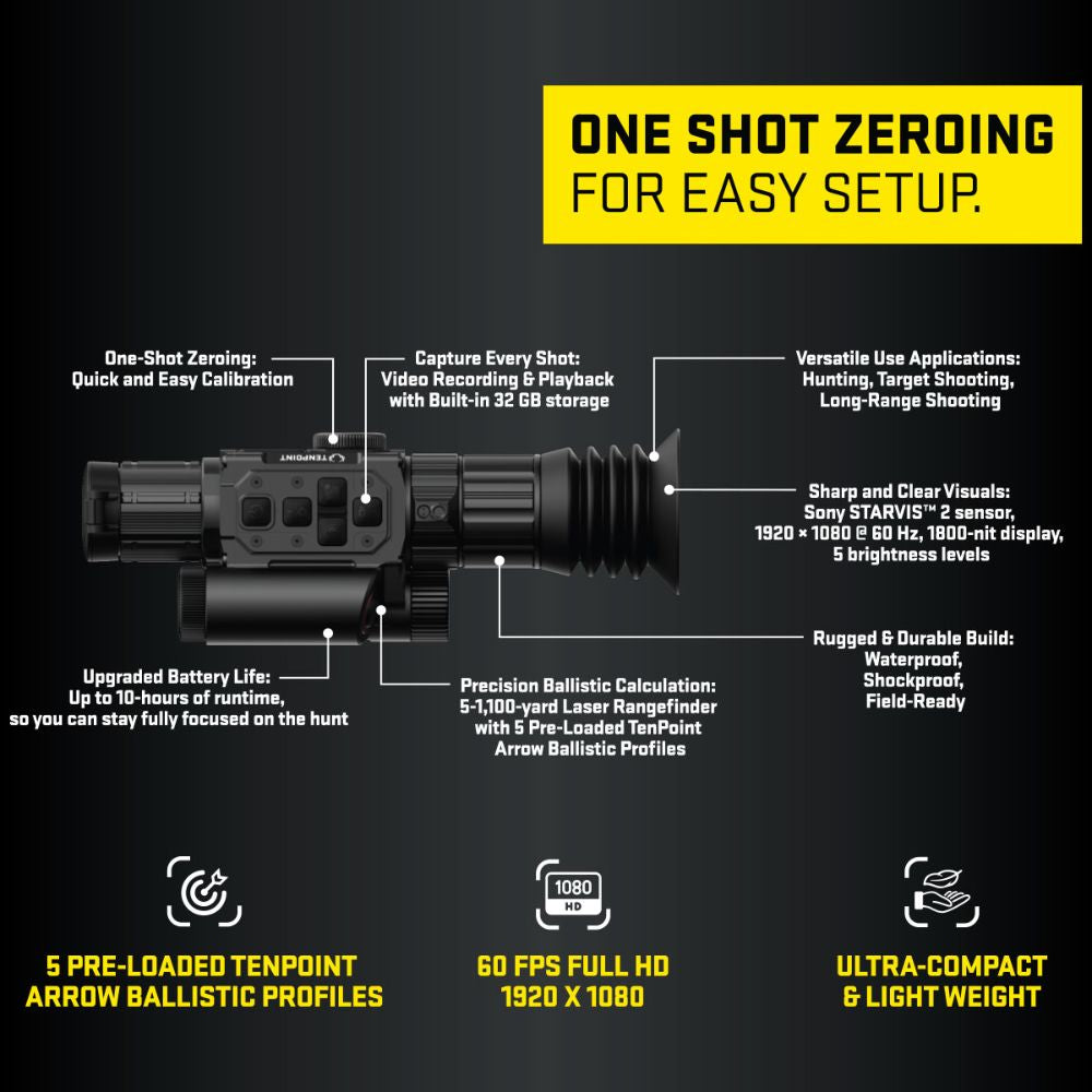 TenPoint Vision HD 3-12X Digital Rangefinding Crossbow Scope