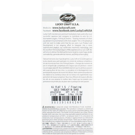 Lucky Craft U.S.A. KJ Flat 1.5 / Floating Gold Threadfin Shad