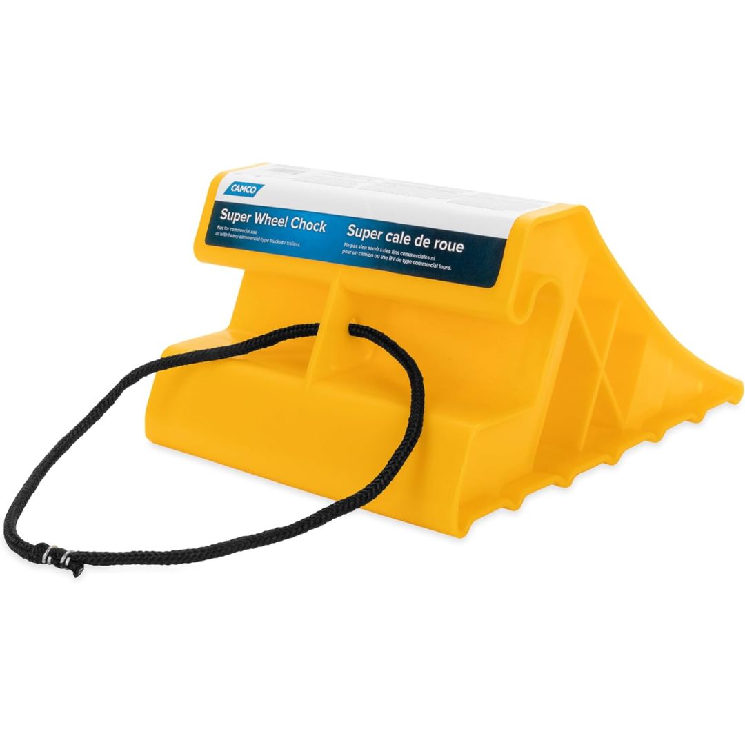 Camco Super Wheel Chock W/ Rope - Yellow