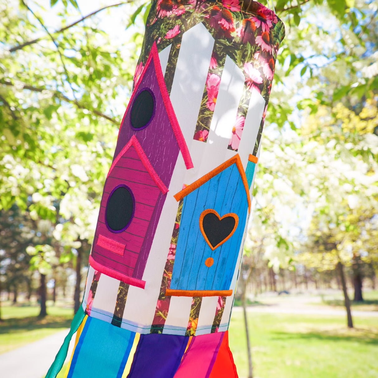 Colorful Birdhouse Garden 40" Windsock