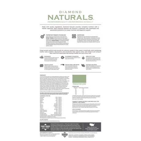 Diamond Naturals Large Breed Dog Lamb & Rice 40#