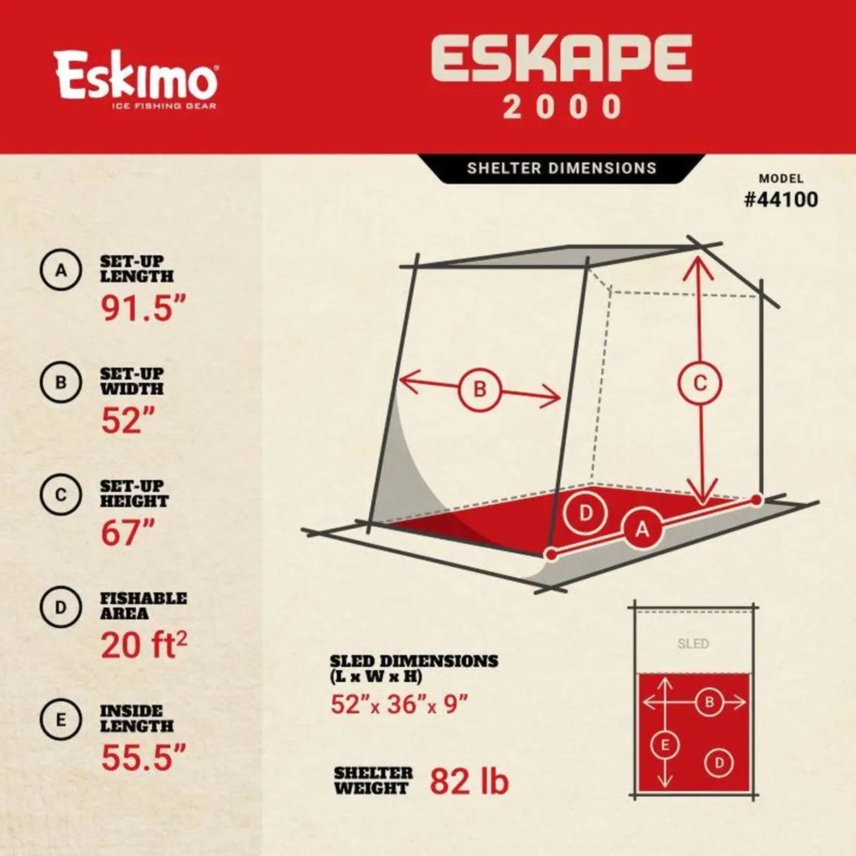 Eskimo Eskape 2000 Ice Shelter Side Door 2-Man