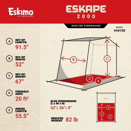 Eskimo Eskape 2000 Ice Shelter Side Door 2-Man