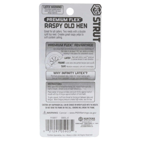 Hunters Specialties Premium Flex Raspy Old Hen Turkey Call, HS-STR-05903