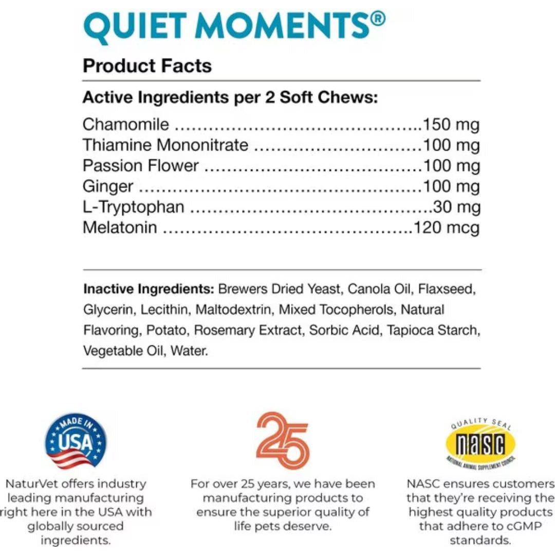 NaturVet Quiet Moments Plus Melatonin Soft Chew - Cup