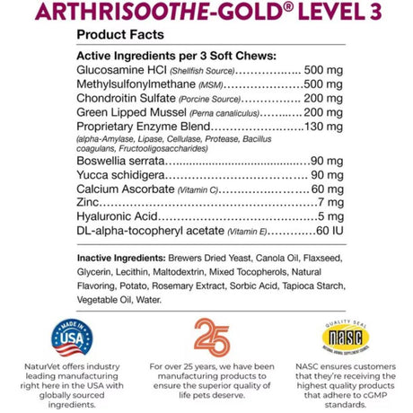 NaturVet ArthriSoothe-GOLD Level 3 Soft Chew - Cup