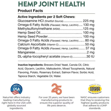 NaturVet Hemp Joint Health CAT Soft Chew - Jar