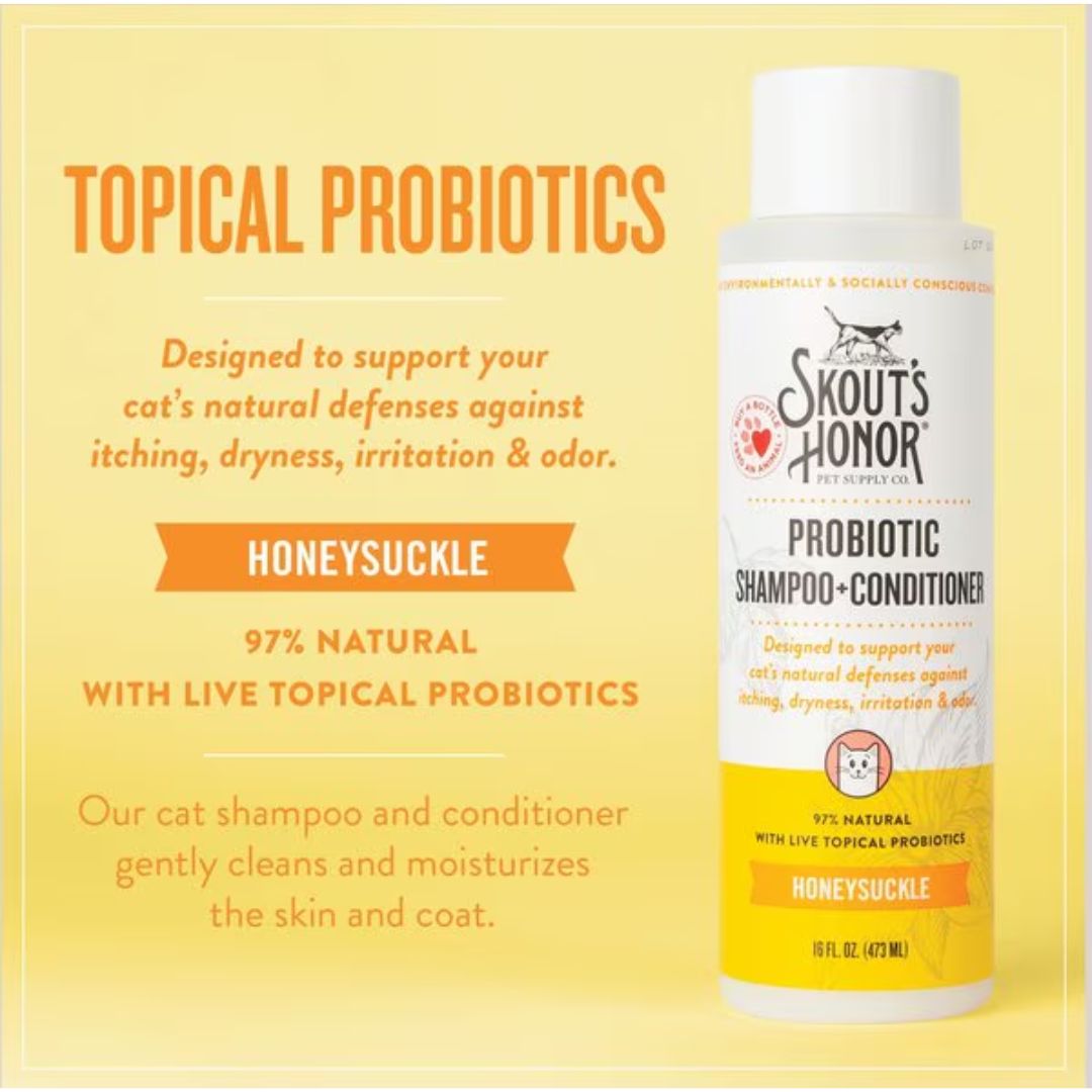 Skout's Honor Cat Probiotic Shampoo+Conditioner Honeysuckle 16 oz