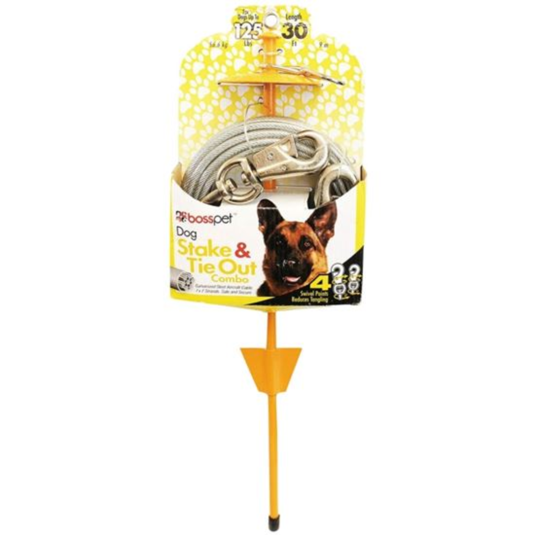 Boss Pet 30' X-Large Tie-Out/Dome Stake Combo