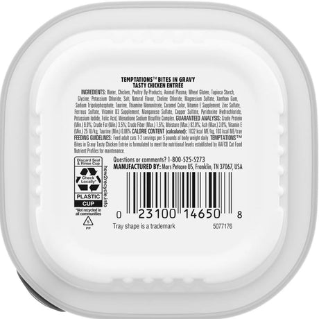 Temptations Bites in Gravy Wet Cat Food Chicken 3.5oz Tray
