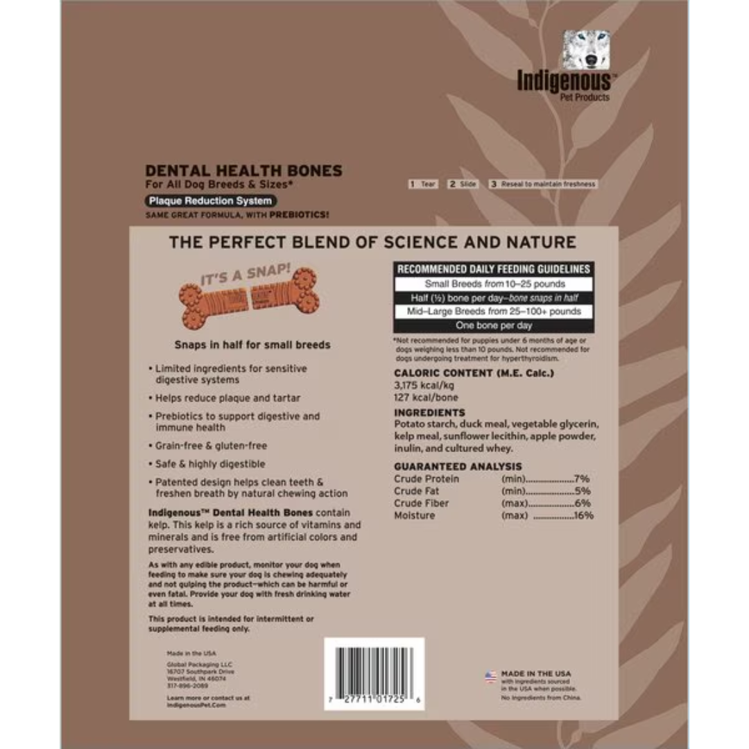 Indigenous Dental Health Bones Lg Duck Apple Flavor 17oz