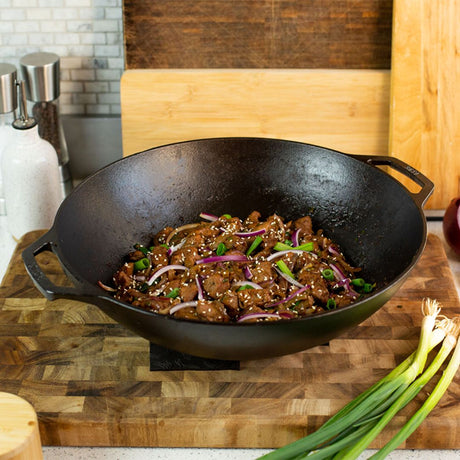 14 Inch Seasoned Cast Iron Wok