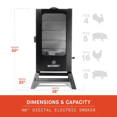 40" Digital Electric Smoker w/Window & Legs