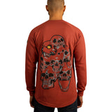 NKE FR Skull Graphic L/S Tee Burgundy