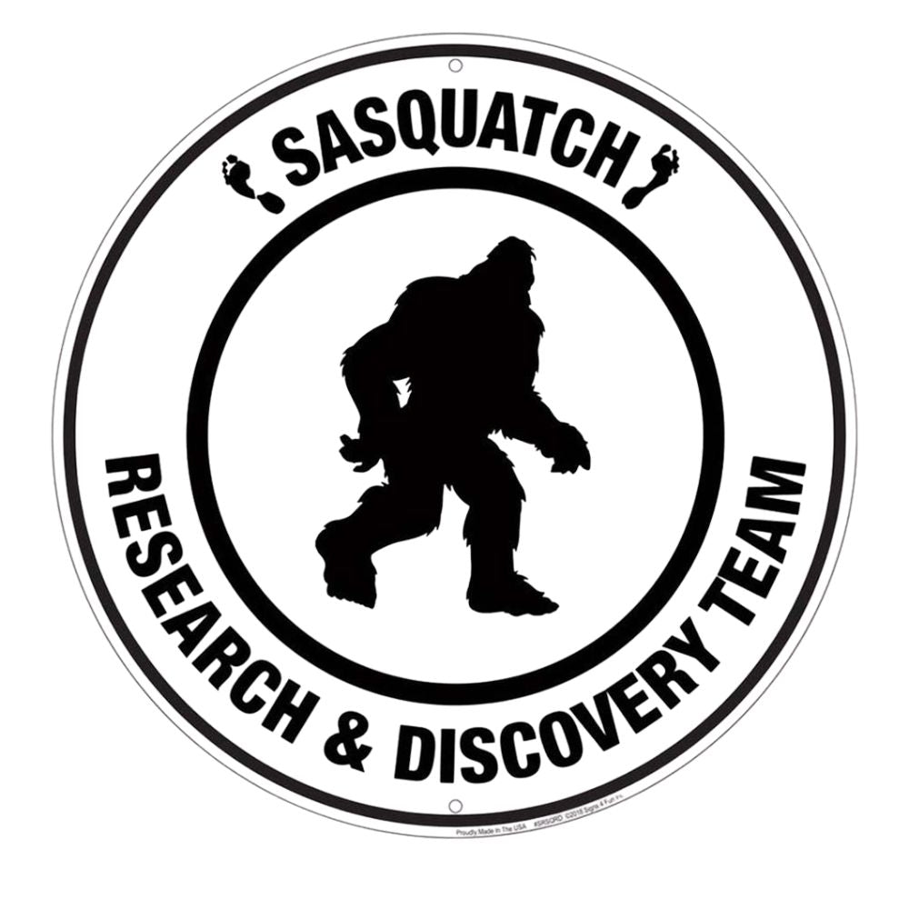 Sasquatch Research Team 12" Embossed Tin Sign