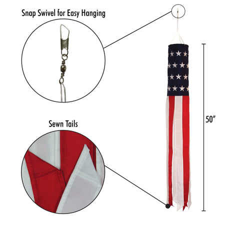 Stars and Stripes 50" Windsock Flag