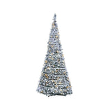 Sterling 6ft High Pop-Up Pre-Lit Flocked Pine Tree with Holy Leaves