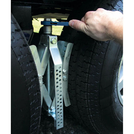 Camco Eaz-Lift 10" Wheel Stop with Wrench & Lock - Metal