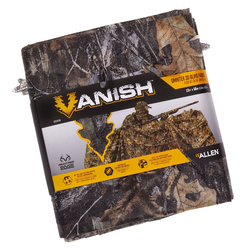 Vanish 3D Leafy Omnitex Blind Fabric by Allen Company, 12' L x 56"W, Realtree Edge Camo
