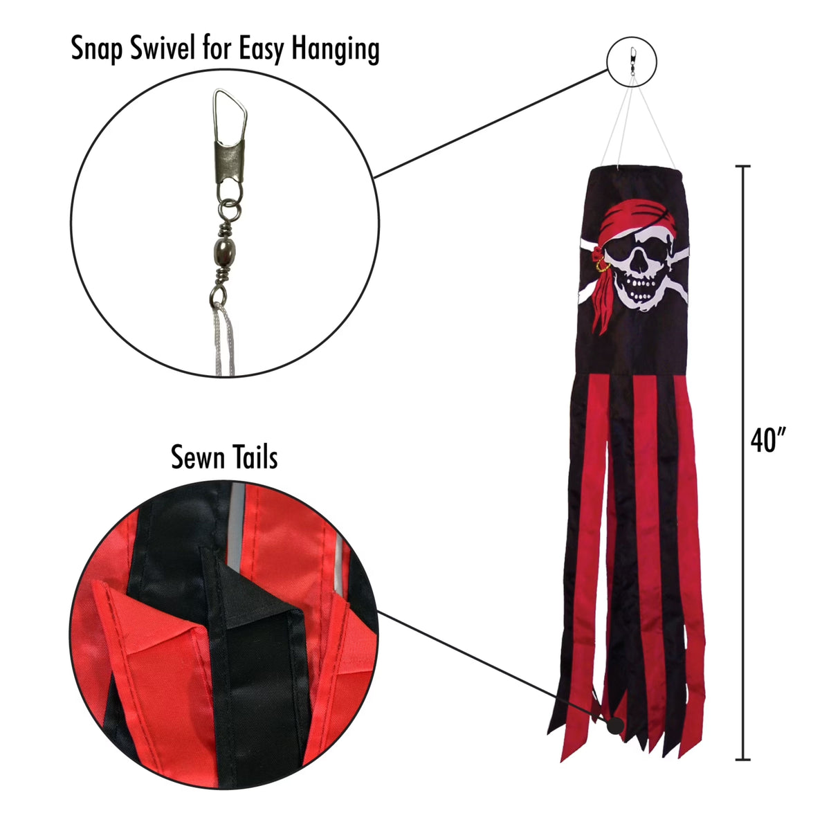 I'm a Jolly Roger Windsock, 40" Fun Pirate
