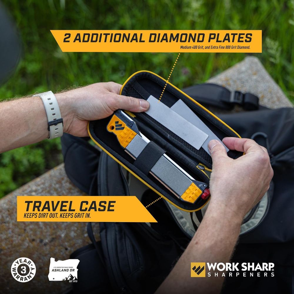 Work Sharp Guided Field Sharpener Elite with Case, Travel Knife Sharpener Tool