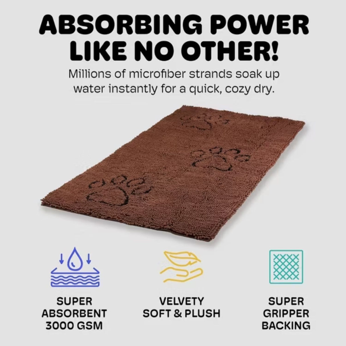 Dog Gone Smart Dirty Dog Doormat Runner Mocha Brown 60x30