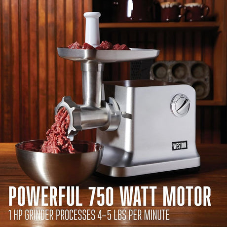 Weston #12 Electric Meat Grinder & Sausage Stuffer (750 watt/1HP)