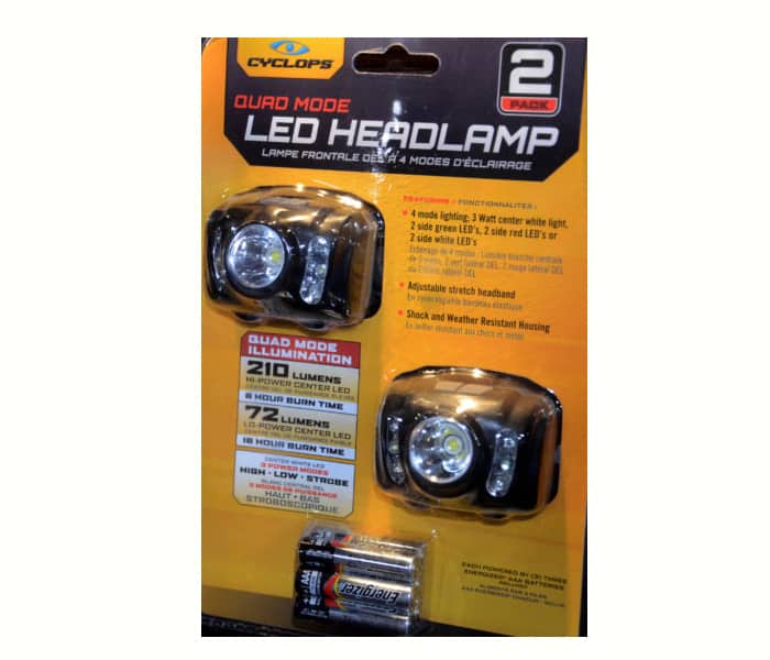 Cyclops Quad Mode LED Headlamp - 210 Lumens - 2pack