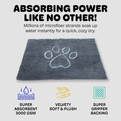 Dog Gone Smart Dirty Dog Doormat Mist Grey 31x21