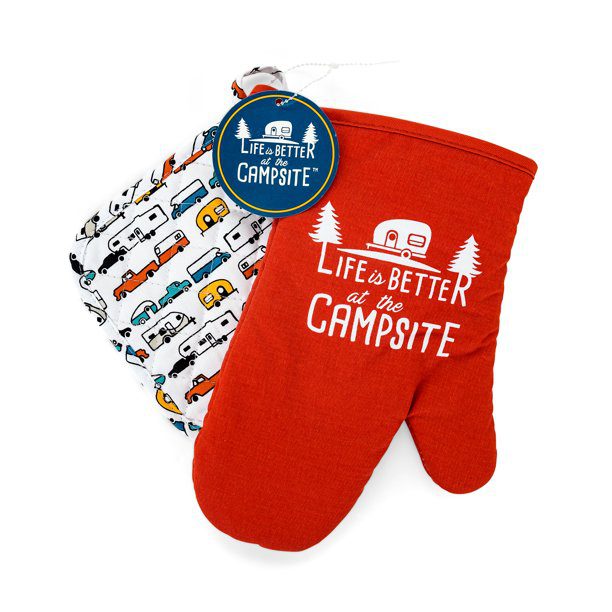 LIBATC, RV Multi Color Oven Mitt with Red Pot Holder