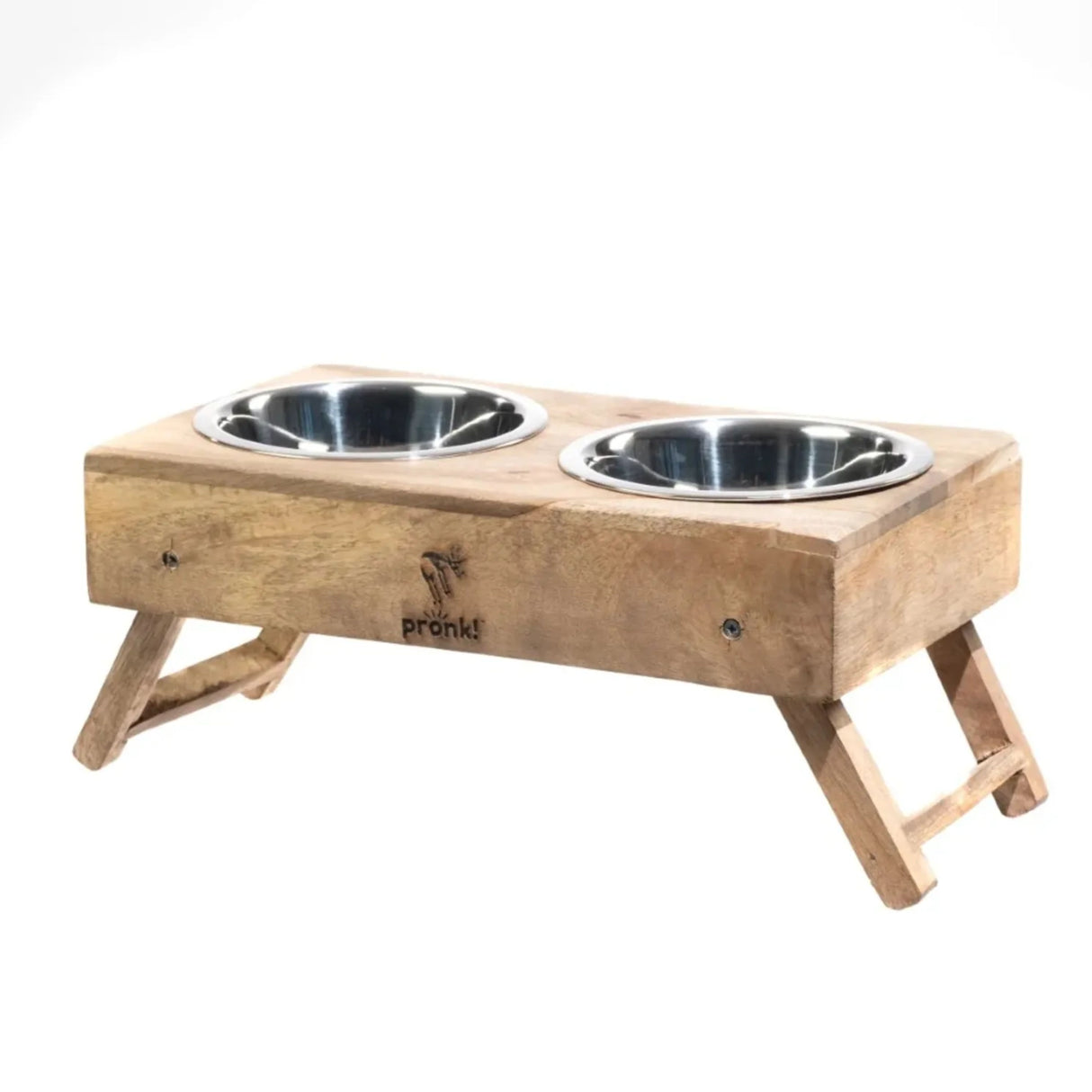 Pronk 6.5" Med Brown Wood Adjustable Feeder