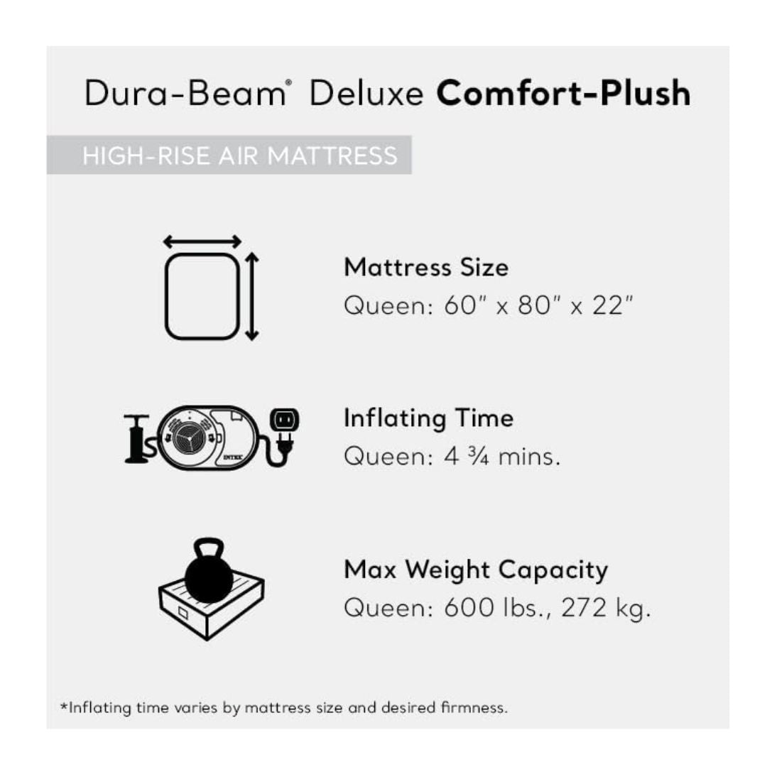 Intex 22" Queen Dura-Beam Comfort Plush Built In Pump