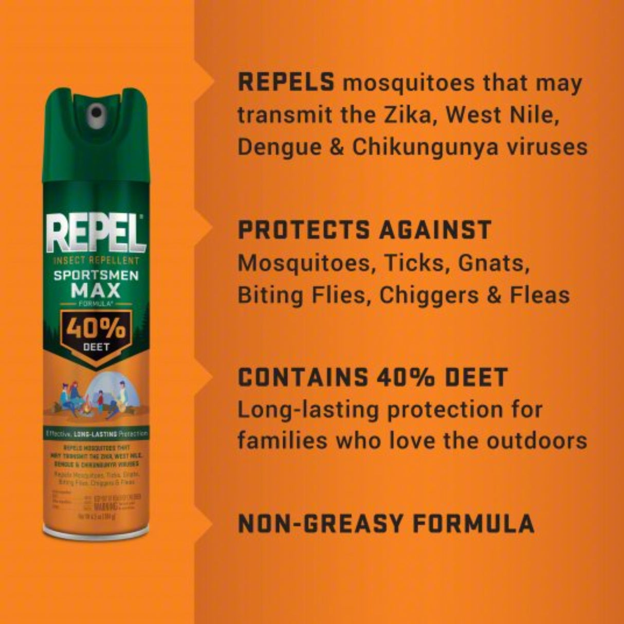 Repel Sportsmen Max Aerosol 40% DEET 6.5oz