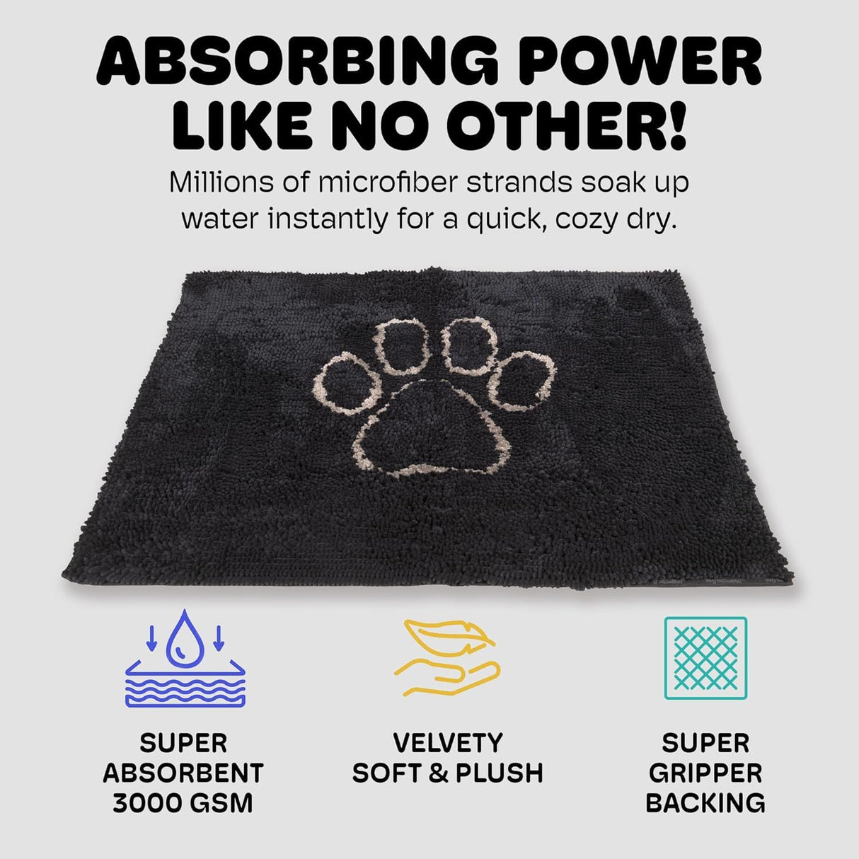 Dog Gone Smart Dirty Dog Doormat Black Hue 31x21