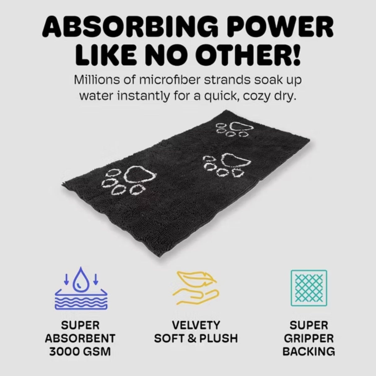 Dog Gone Smart Dirty Dog Doormat Runner Black Hue 60x30
