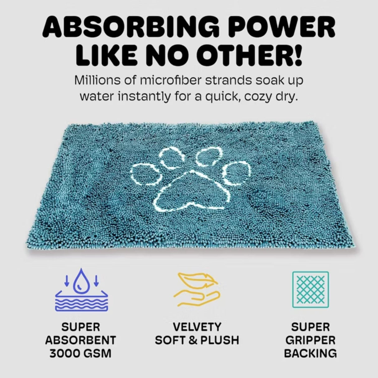 Dog Gone Smart Dirty Dog Doormat Turquoise 31x20