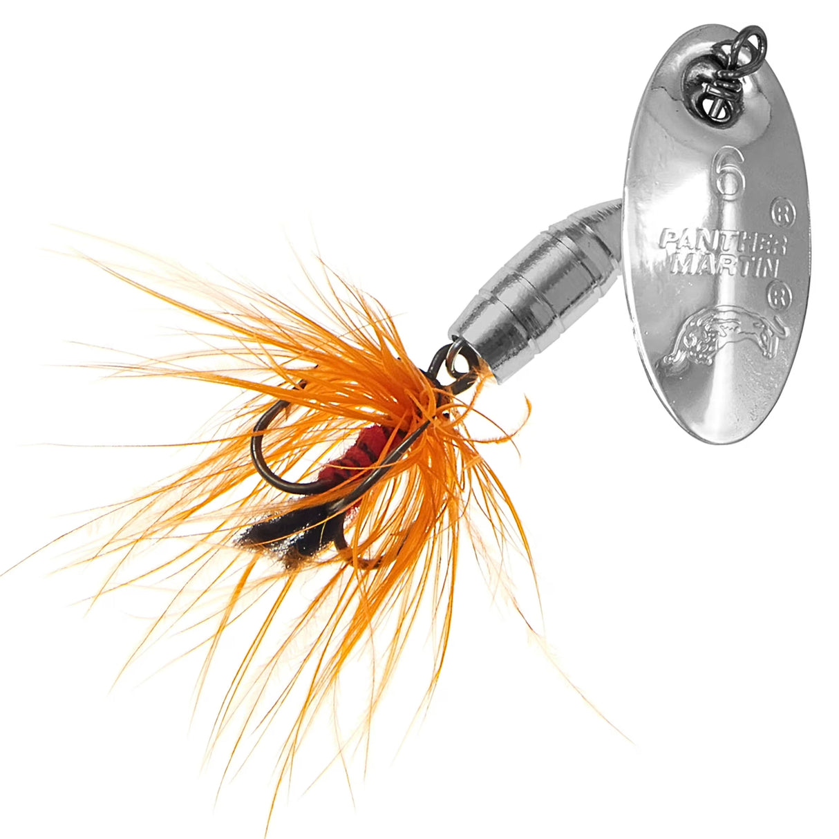 Panther Martin Deluxe Dressed Fly In-Line Spinner Slv/Org #6