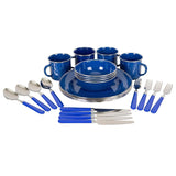 Stansport Blue Enamel Camping Tableware Set - 24 Pieces