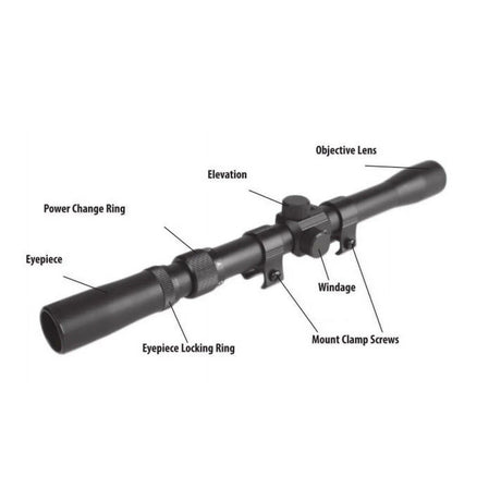 Tasco Rimfire Riflescope 4X 15mm Gloss Black .22 Airgun 30/30 Reticle RF4X15