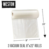 Weston Vacuum Sealer Rolls - 8in x 22ft  - 3 Pk