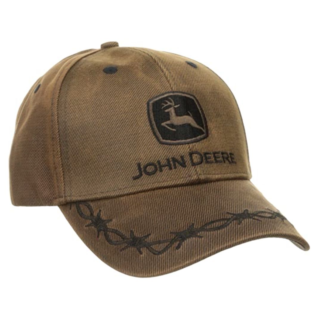 JOHN DEERE BROWN OILSKIN CAP - Northwoods Wholesale Outlet