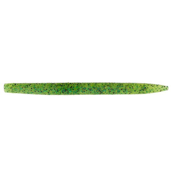 CLOSEOUT* GOOGAN BAITS LUNKER LOG 5 SOFT BAIT -CHARTREUSE PEPPER W/GREEN  FLECK - Northwoods Wholesale Outlet