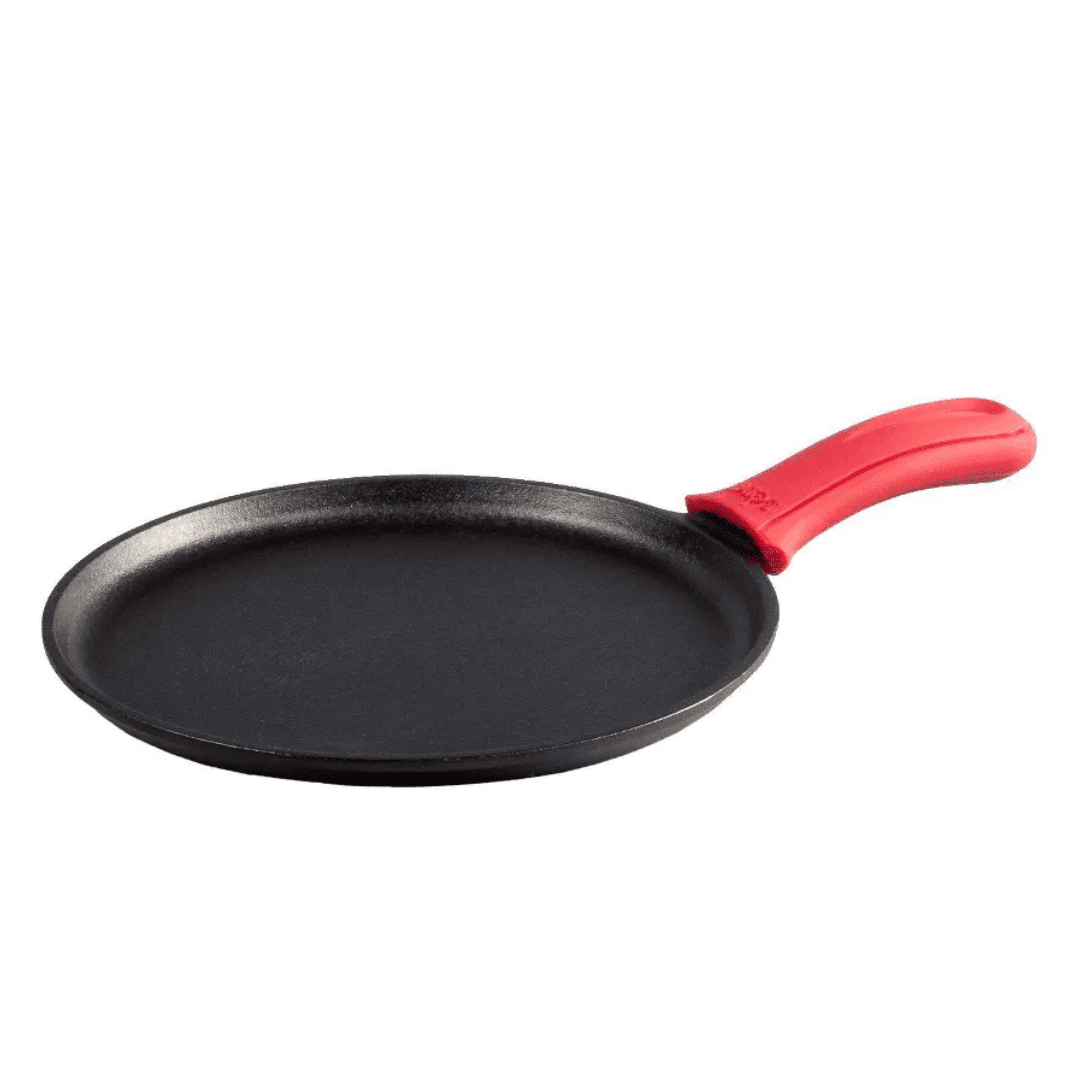 LODGE 12 INCH SEASONED CAST IRON SKILLET WITH HANDLE (SILICONE HANDLE  HOLDER INCLUDED)