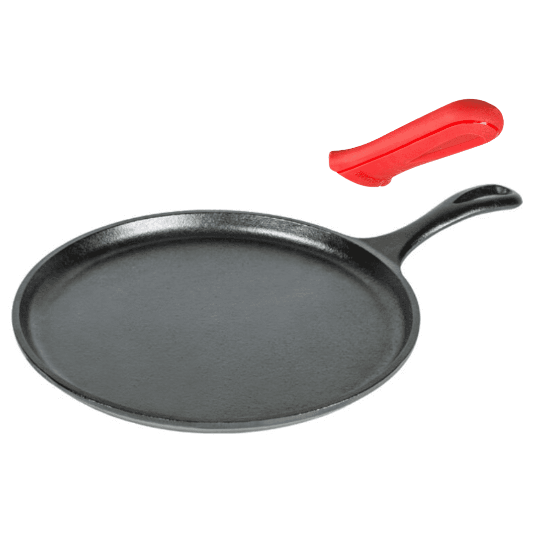 LODGE 10.5 INCH SEASONED CAST IRON GRIDDLE WITH HANDLE L90G3 (SILICONE  HANDLE HOLDER INCLUDED) - Northwoods Wholesale Outlet