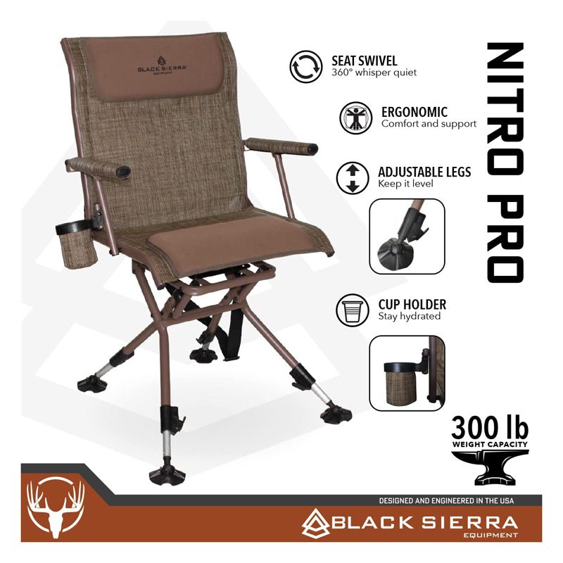 Black Sierra HCH-024-BR Nitro Pro XL Swivel Hunt Chair 